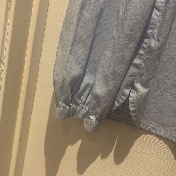 LOFT Sky Blue Ruffle Collar top SZ Xlarge - Picture 4 of 11